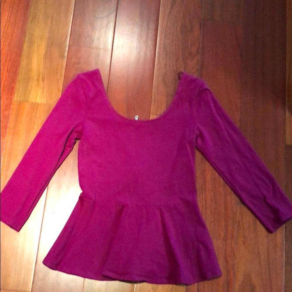Pink Peplum Three Quarter Sleeve shirt